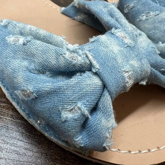 Kate Spade Indi Slide Sandal 8 Denim Bow Slip On Feminine Chic Open Toe Coquette - Picture 7 of 11